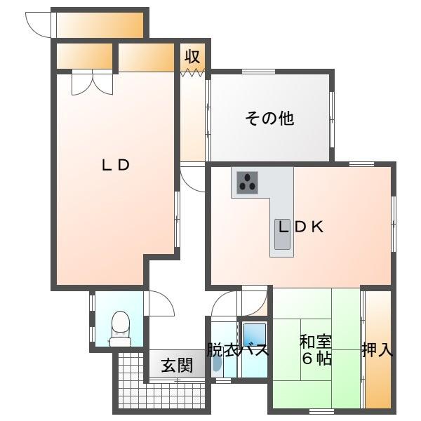 小松市安宅町の平屋物件 間取り図画像