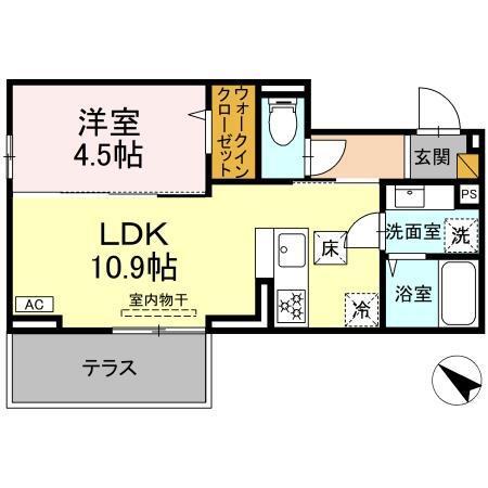 (仮称)D-ROOM神明町Ⅱ B（103） 間取り図画像