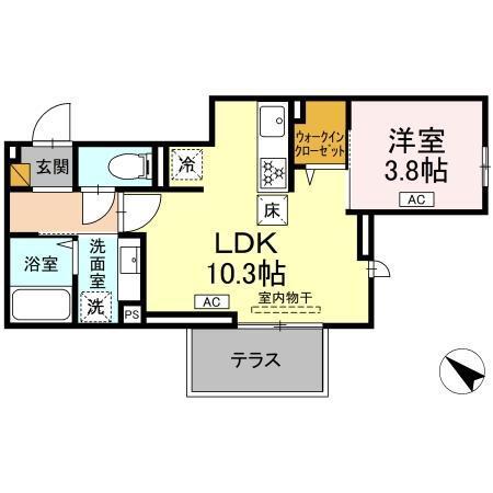 (仮称)D-ROOM神明町Ⅱ B（102） 間取り図画像