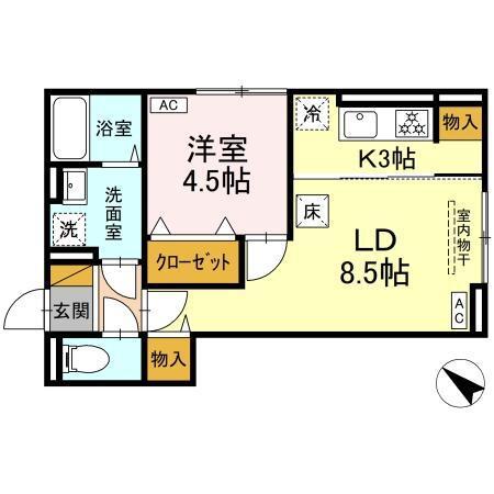 (仮称)D-ROOM神明町Ⅱ B（101） 間取り図画像