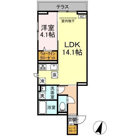 D-SOLACE祐光　B（102） 間取り図画像