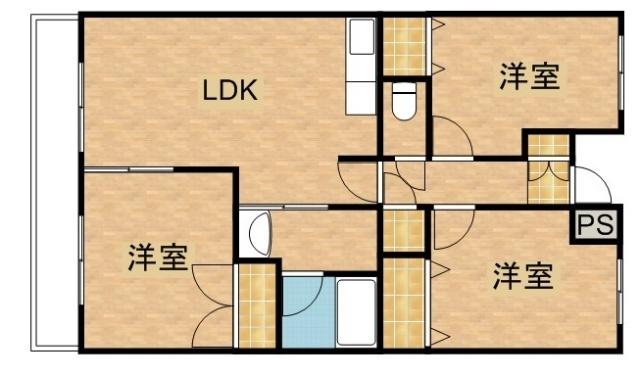 ベルローズ（3B） 間取り図画像