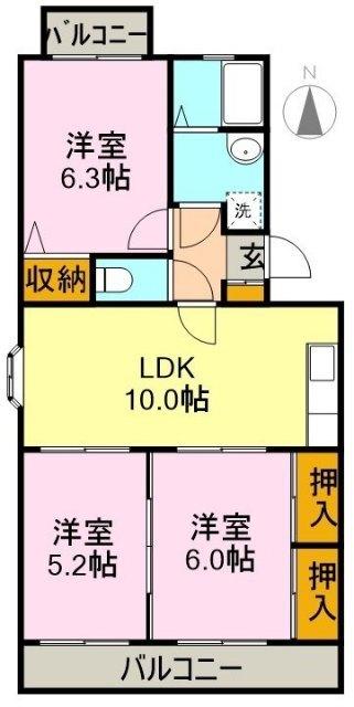 サニーヒルズA（205） 間取り図画像