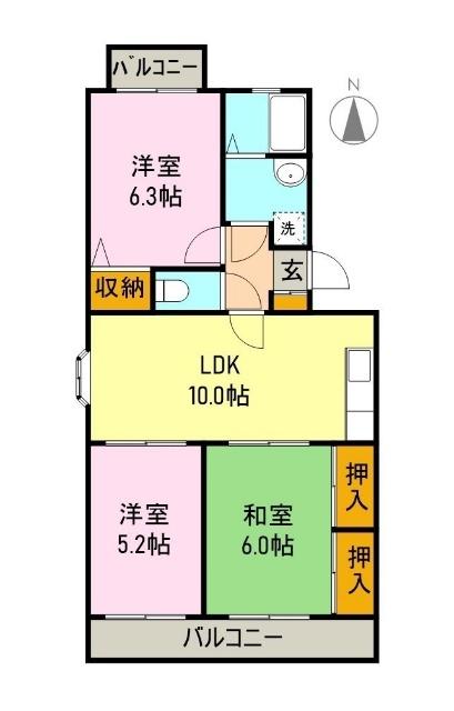 リバーサイドⅡ（201） 間取り図画像
