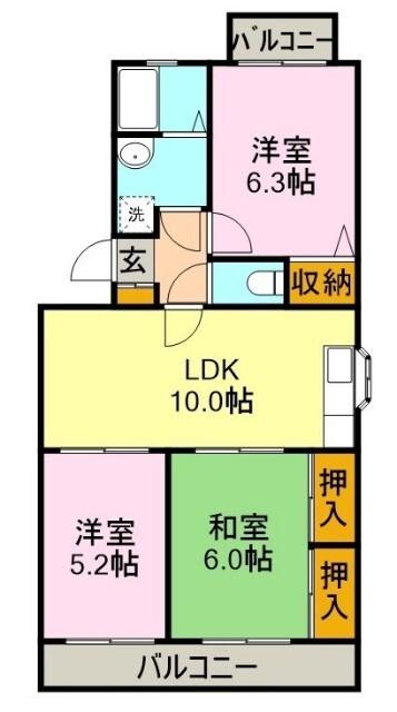 リバーサイドⅡ（305） 間取り図画像