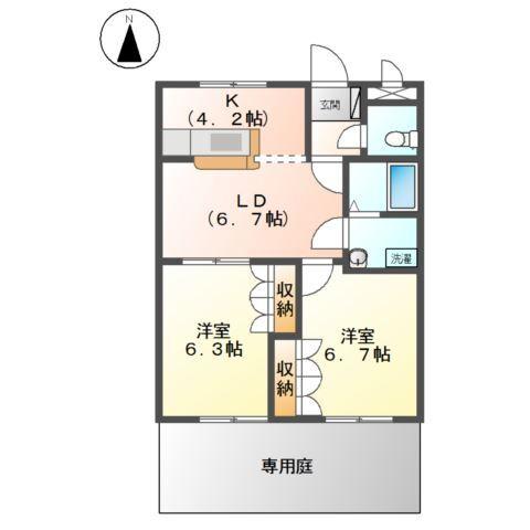 パラシオン旭Ｃ 間取り図画像