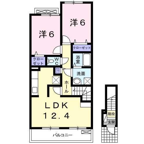 コーポロマンＤ（202） 間取り図画像