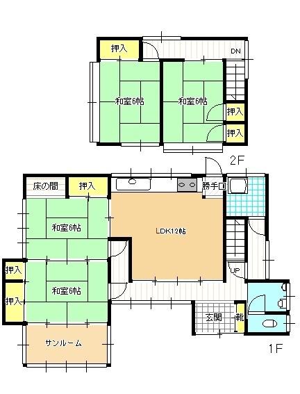 下伊那郡豊丘村神稲土地付き中古住宅 間取り図画像