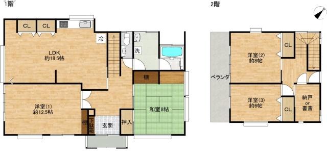 上伊那郡箕輪町大字中箕輪中古住宅（内装リフォーム中） 間取り図画像