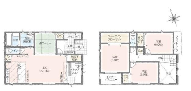 タマタウン毛賀Ⅲ（1号棟） 間取り図画像
