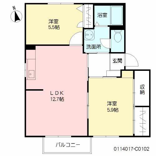 速見郡日出町大字藤原アパート 間取り図画像