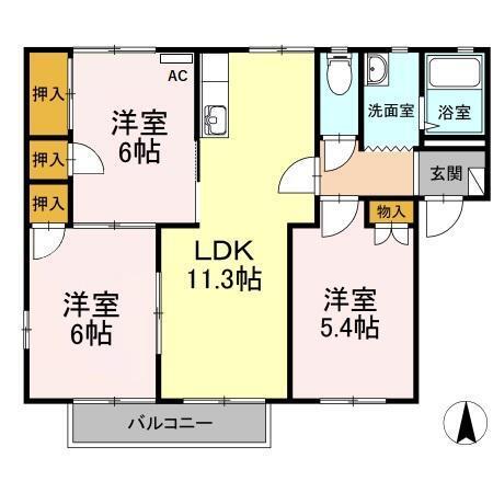 ボヌール羽屋B（201） 間取り図画像