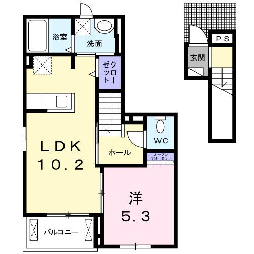 ヴィラ千歳　Ａ棟（201） 間取り図画像