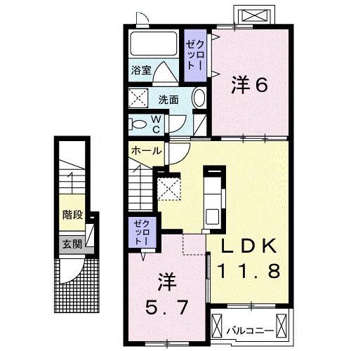 アンジュ　デュ　ヴァン　Ⅱ（203） 間取り図画像