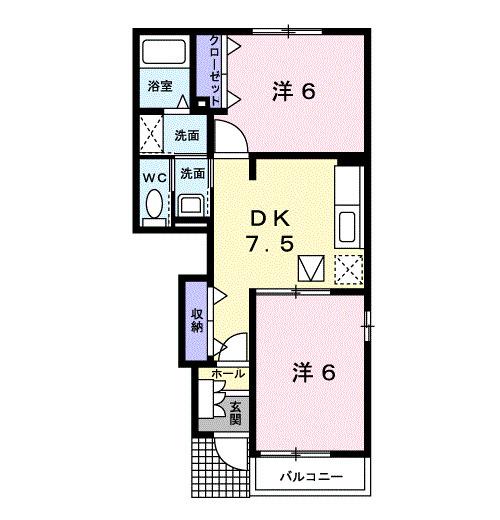 ヴィラＳＨＩＭＩＺＵ　Ｂ（102） 間取り図画像