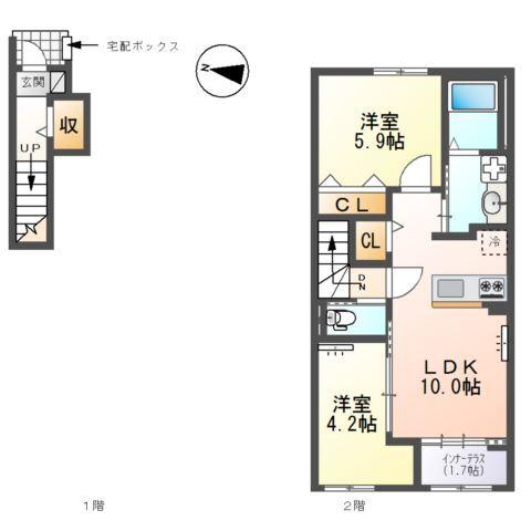 西宮市山口町新築アパートK 間取り図画像