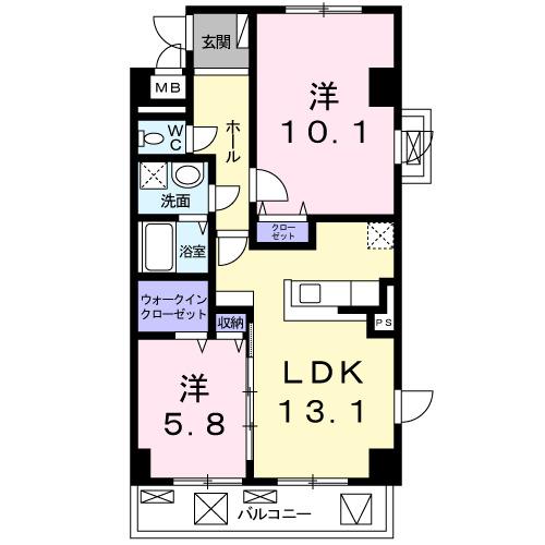 エアリーヒルズ芦屋（201） 間取り図画像