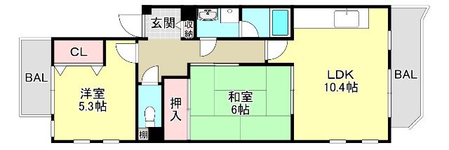 アゼリア六甲（402） 間取り図画像