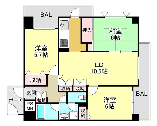 カワベ住吉川３３８ビル（202） 間取り図画像