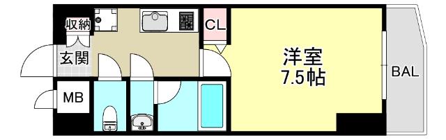 アプリーレ三宮イースト（1403） 間取り図画像