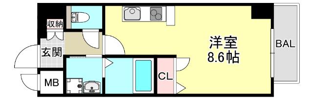 ONLYONE灘南通（302） 間取り図画像