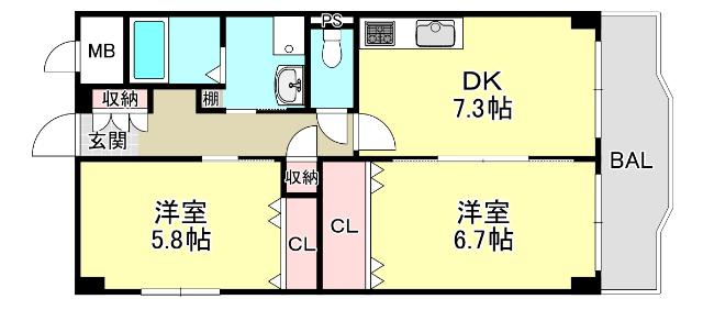 ラシュレ・ウエスト六甲（305） 間取り図画像
