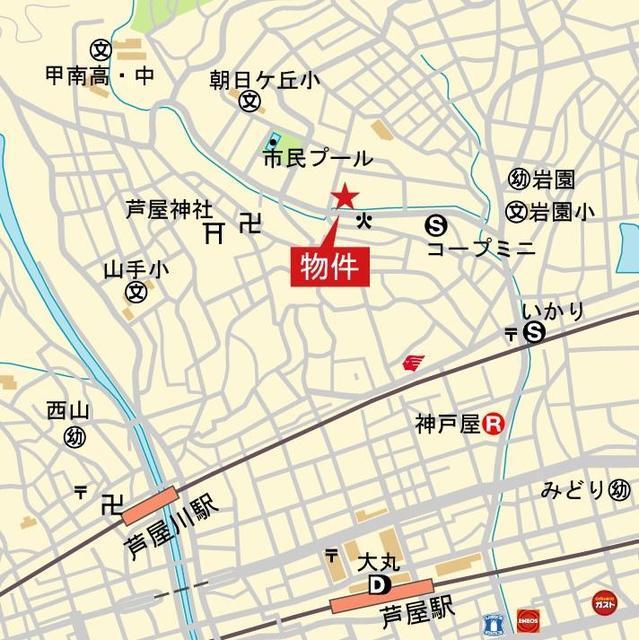 パークシュロス芦屋（507） 地形図・案内図