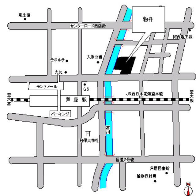 芦屋ガーデン（504） 地形図・案内図