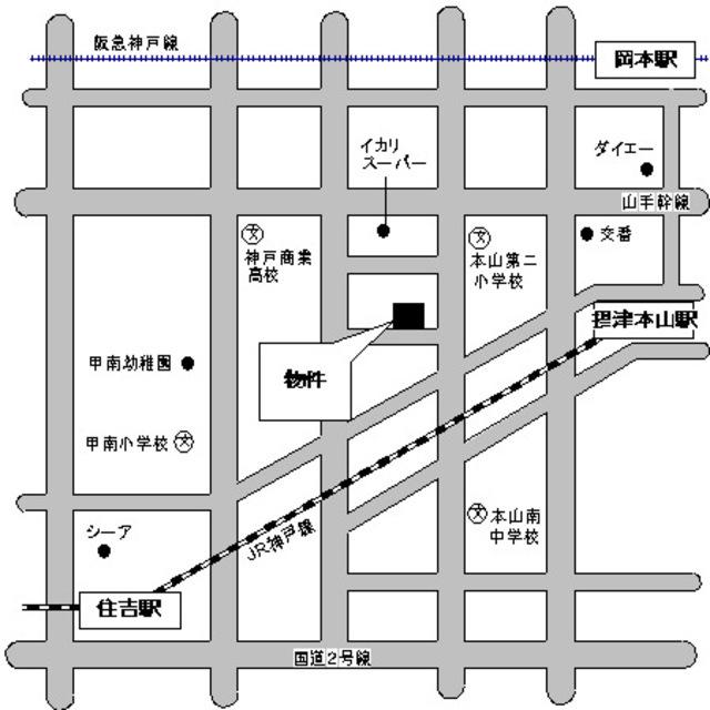 シャムロックコート西岡本（504） 地形図・案内図