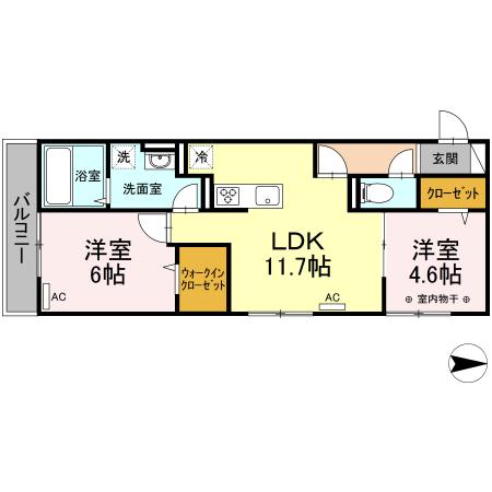 クレスト谷原（202） 間取り図画像