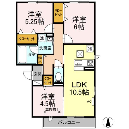 コートミカエルＢ（105） 間取り図画像