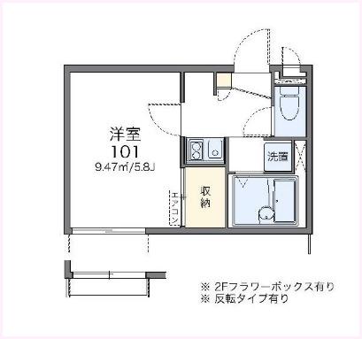 レオパレスカラコレス（205） 間取り図画像