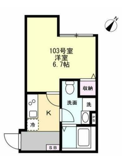 ベイルーム六会（103） 間取り図画像