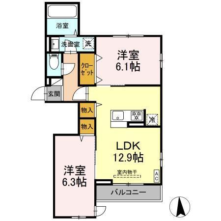 ブリーズコースト　A（201） 間取り図画像