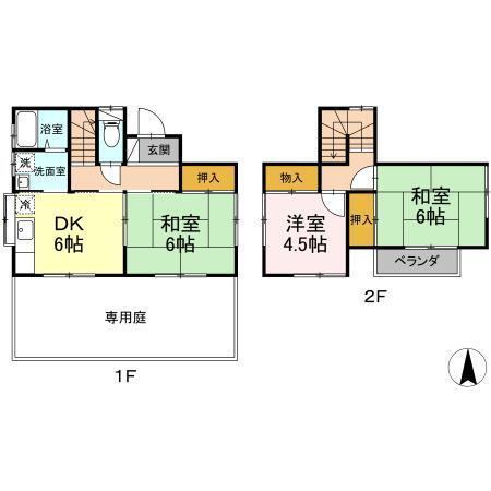 纒３丁目貸家　A棟（001） 間取り図画像