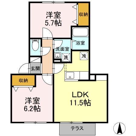 フレアウエスト（102） 間取り図画像