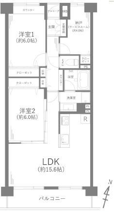 プライムコート磯子?風ヶ浦（202） 間取り図画像