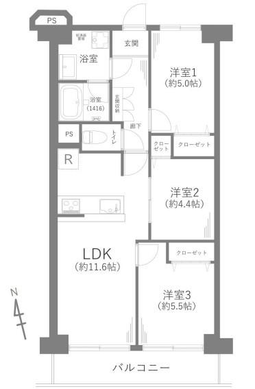 海老名スカイハイツ 間取り図画像
