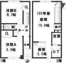 ルミエール山麓通（105） 間取り図画像