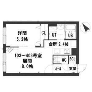 ラ・シャルモント東札幌（203） 間取り図画像
