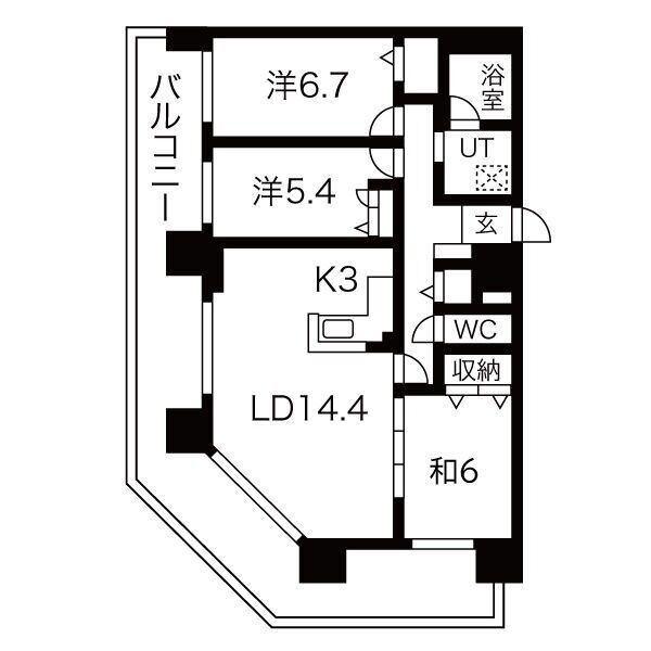 南円山シャトー桂和（302） 間取り図画像