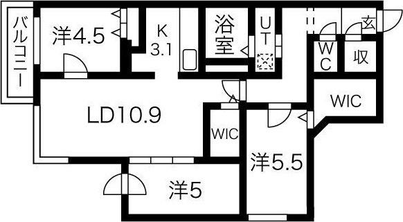GLASS山鼻EAST（501） 間取り図画像