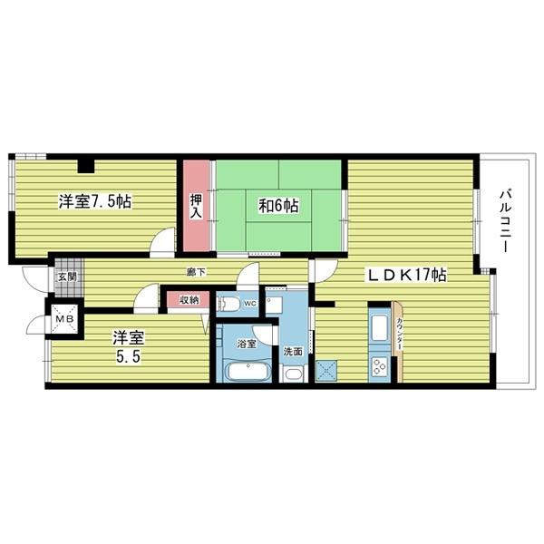 豊中市末広町マンション 間取り図画像