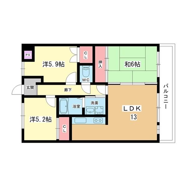 豊中市野田町マンション 間取り図画像