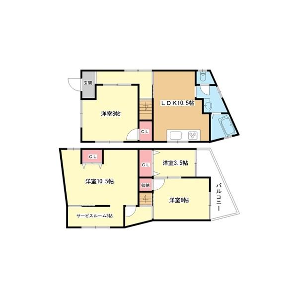 豊中市熊野町一戸建 間取り図画像