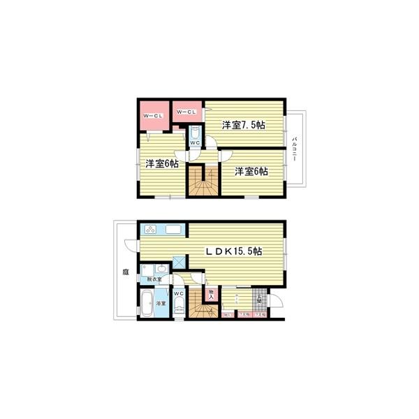 豊中市中桜塚テラスハウス 間取り図画像