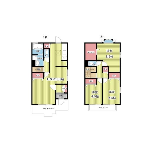 吹田市佐井寺南が丘テラスハウス 間取り図画像