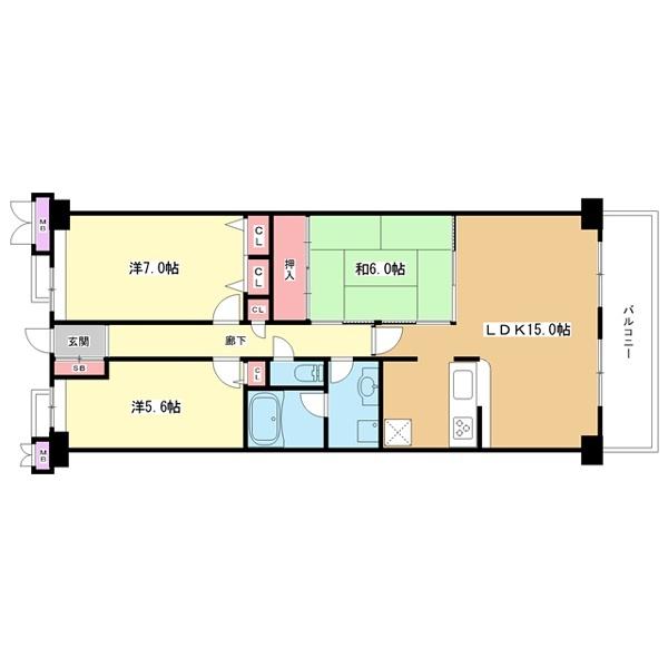 吹田市佐井寺マンション 間取り図画像