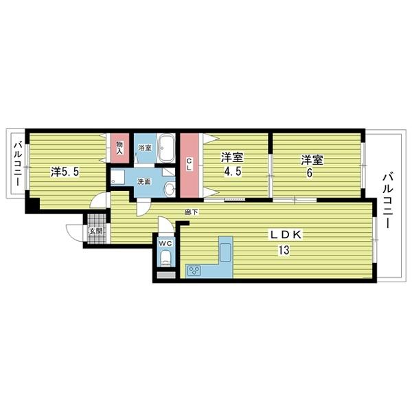 豊中市刀根山マンション 間取り図画像