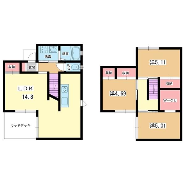 豊中市北条町一戸建 間取り図画像